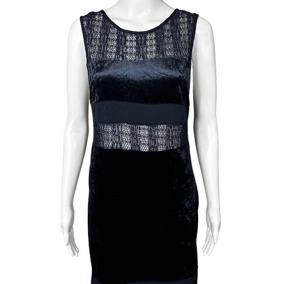 Free People Crushed Velvet Sheer Lace Blue Maxi Dress Large Fairy Witchy Gothic - Picture 8 of 16